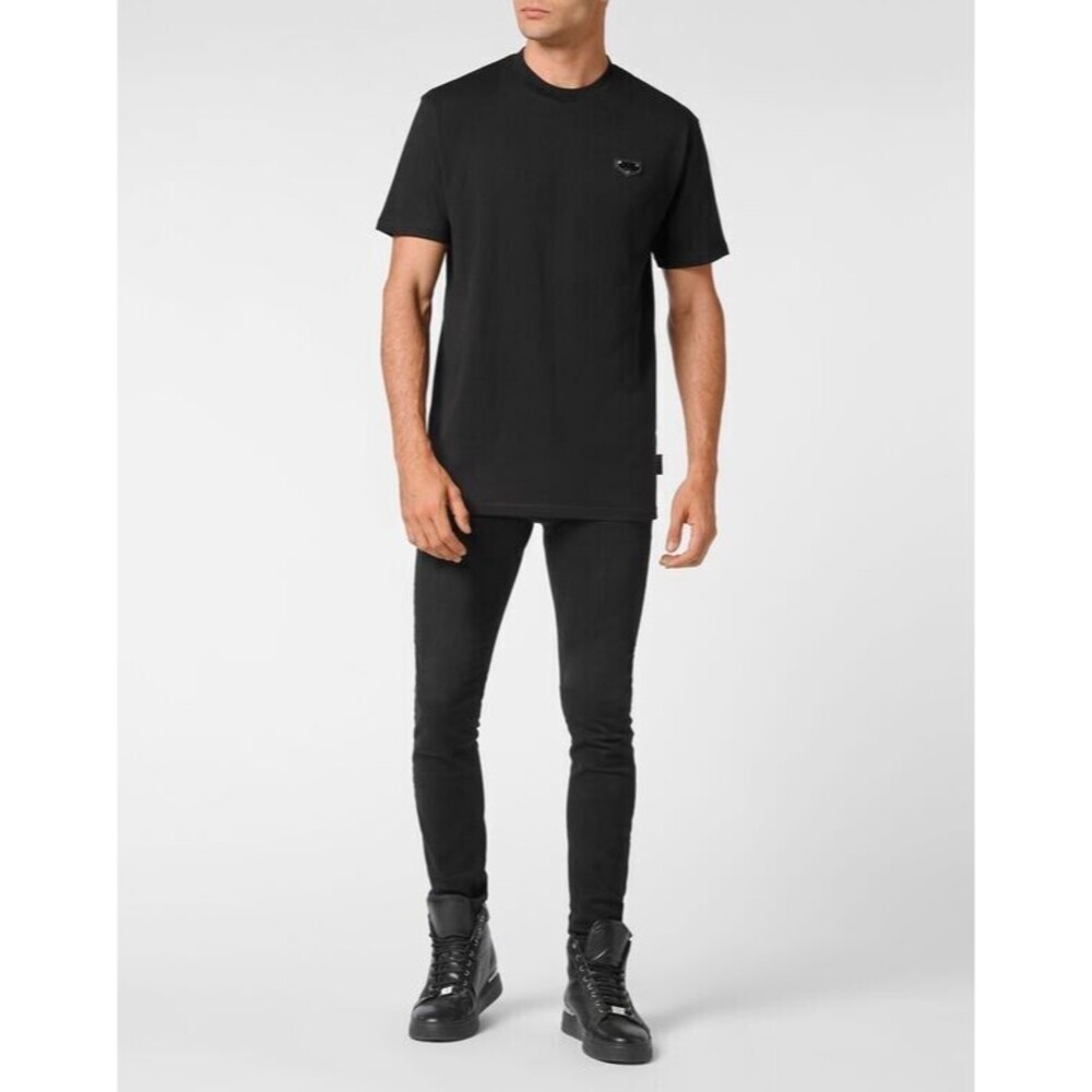 Philipp Plein T-shirt Round Neck SS Designer Men Color Black Authentic MSRP $700